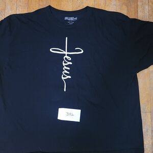 Black Shirt with White 'Jesus' Design